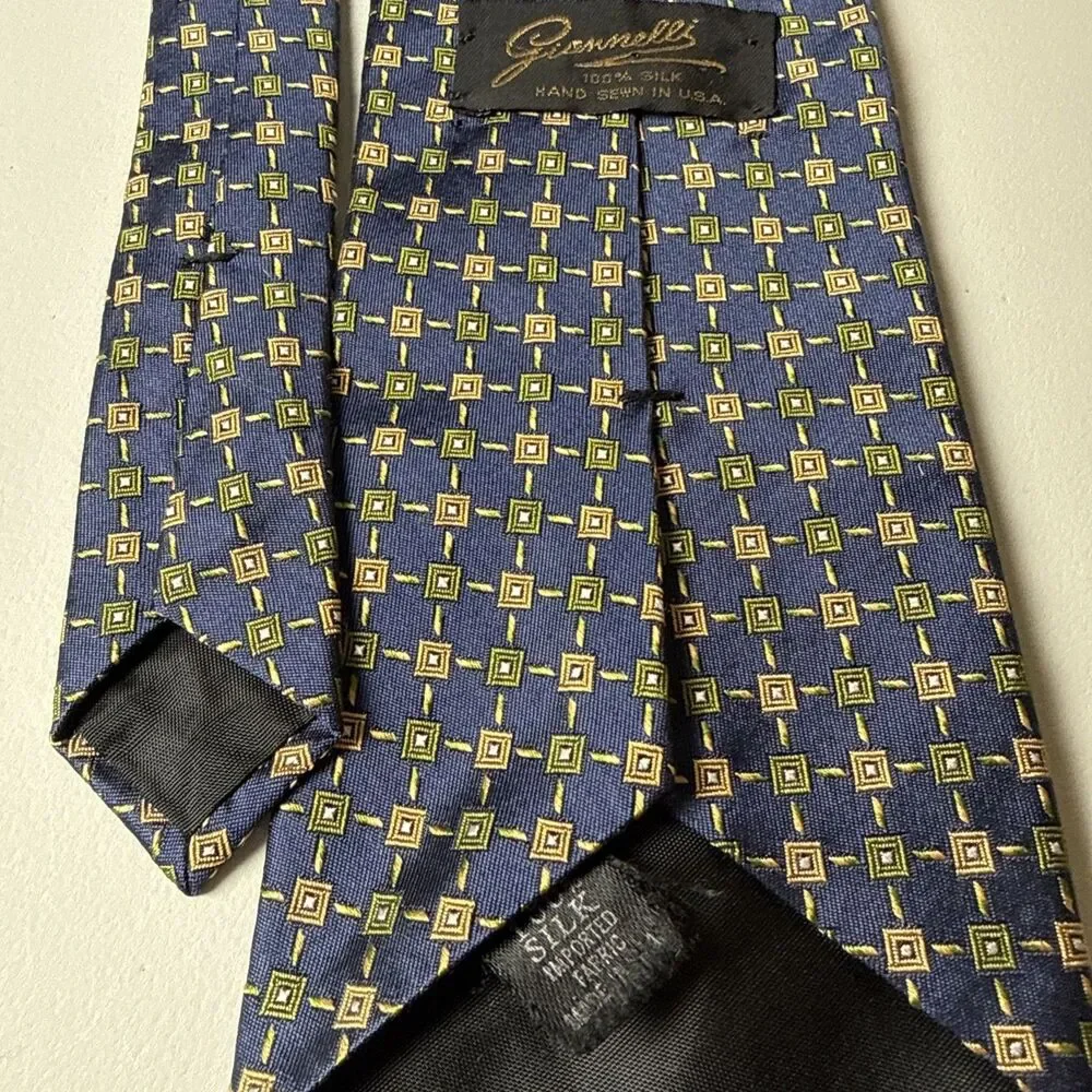 Giannelli 100% Silk Tie Geometric Men's Necktie Hand Made In‎ USA